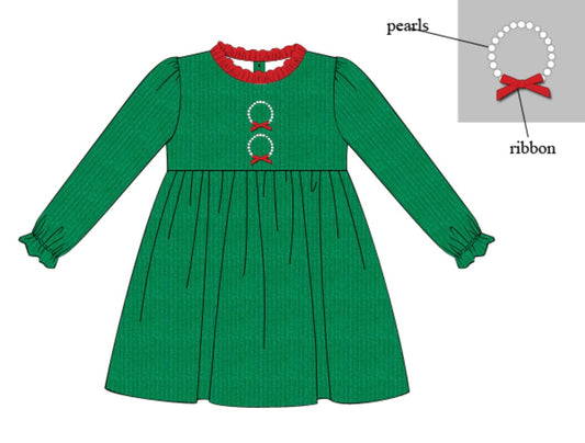 Pearl Wreath Corduroy Dress