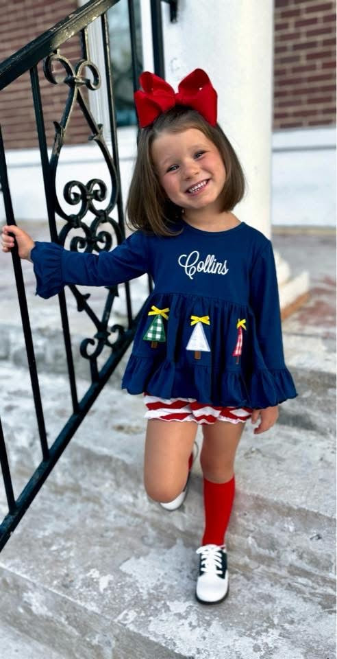 Christmas Tree Applique Bloomer Set