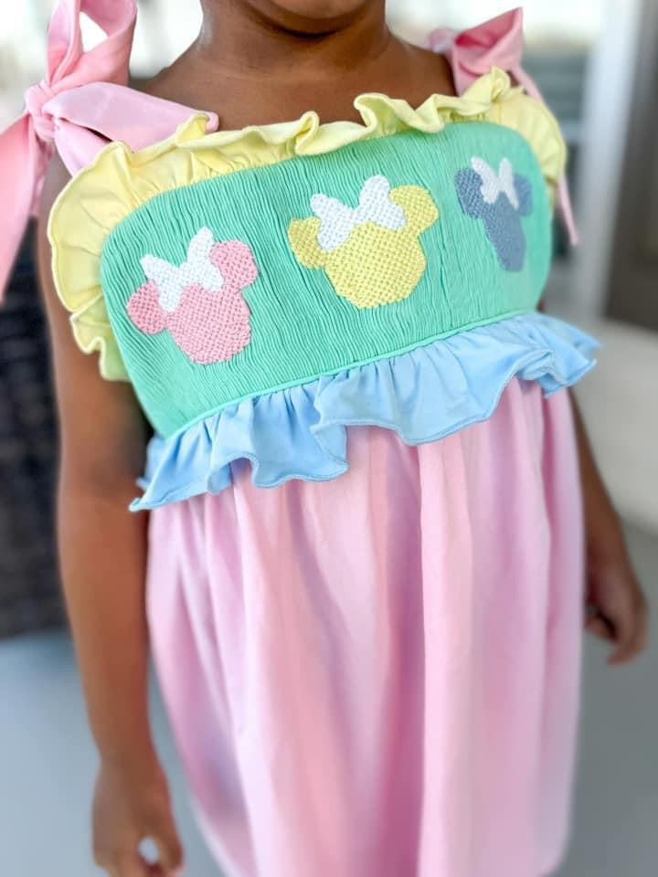 Smocked Mouse Colorblock Dress