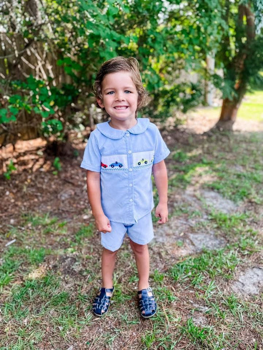 Boy Vintage Racecar Short Set