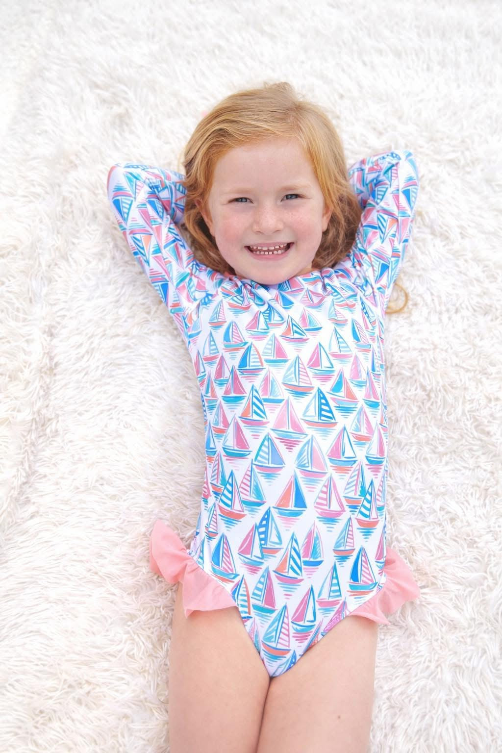 Seaside Sails Girl One Piece Rashguard