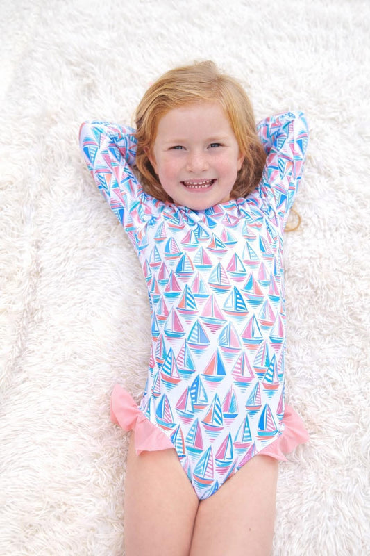 Seaside Sails Girl One Piece Rashguard