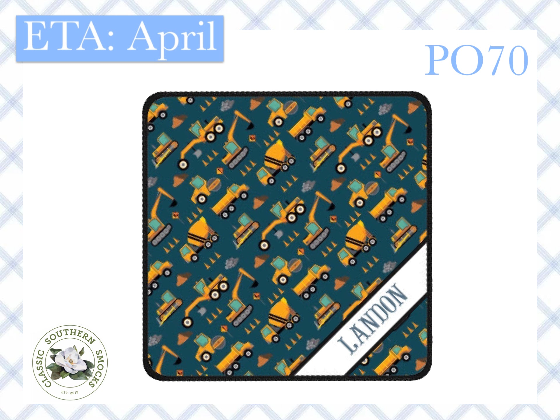 PO70 Name Smock Blanket Boys Construction – Classic Southern Smocks