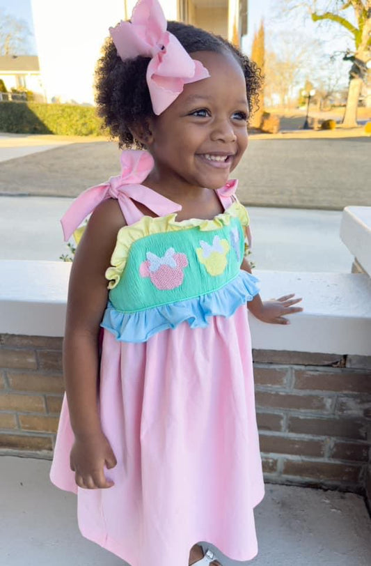 Smocked Mouse Colorblock Dress