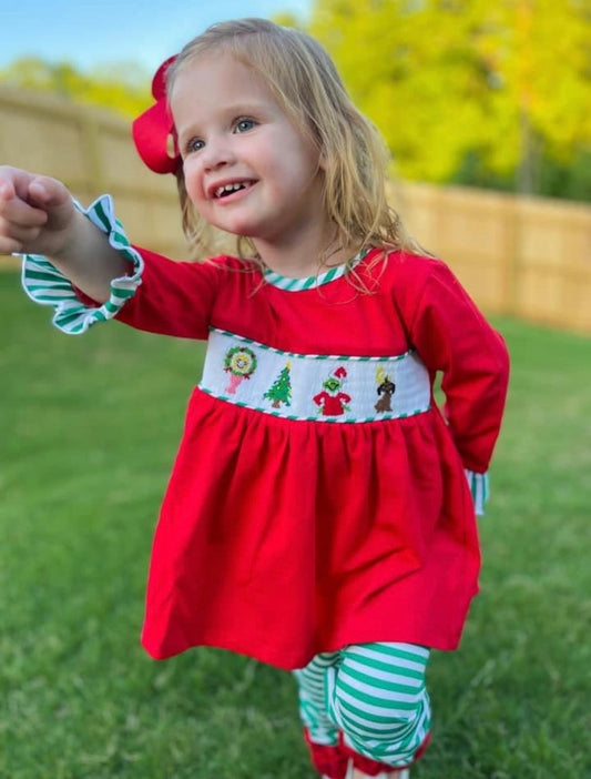 Smocked Mean One Girl Pant Set