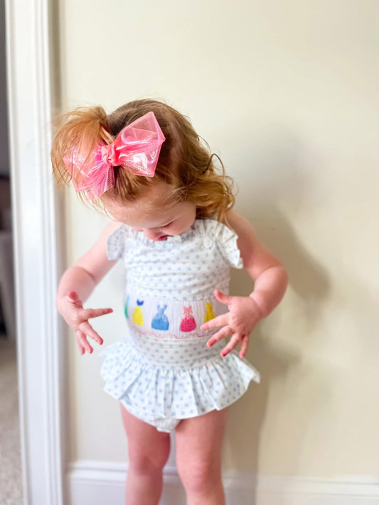 Polka Dot Smocked Princess Swimsuit