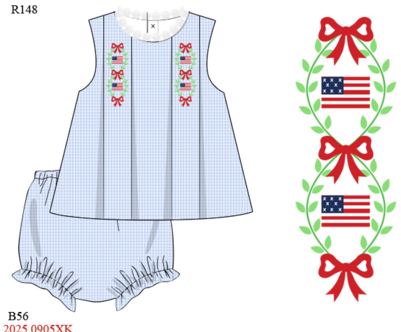 Embroidered Flag Bloomer Set