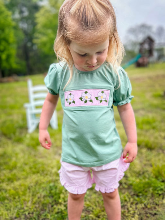 Smocked Magnolia Girl Short Set