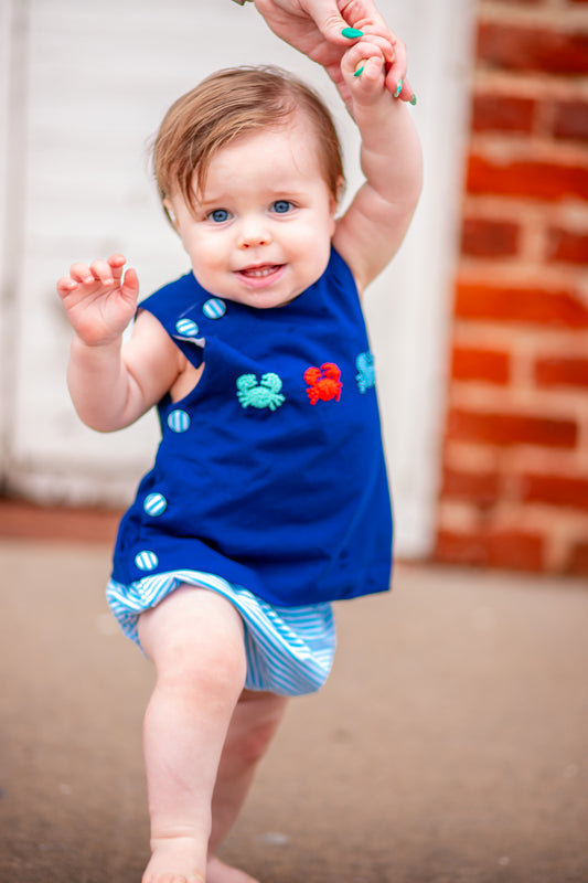 French Knot Crab Boy Diaper Set