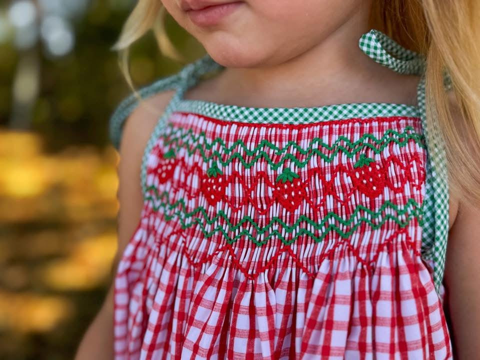 Smocked Strawberry Girl Bubble