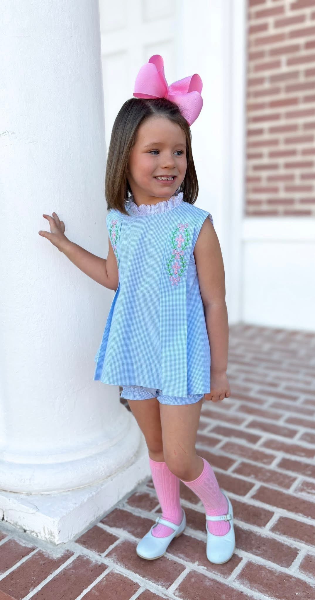 Embroidered Cross Bloomer Set