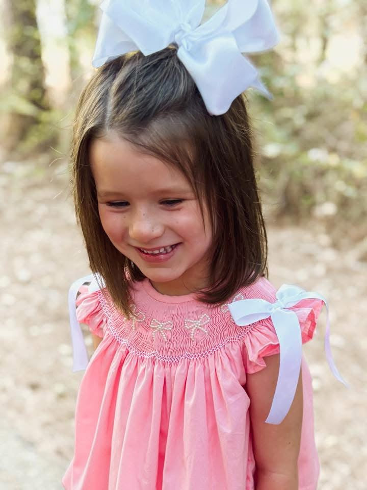 Coral Pearl Bow Bloomer Set