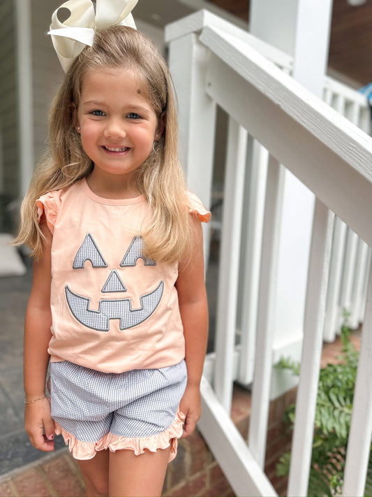 Girl Jack O' Lantern Short Set