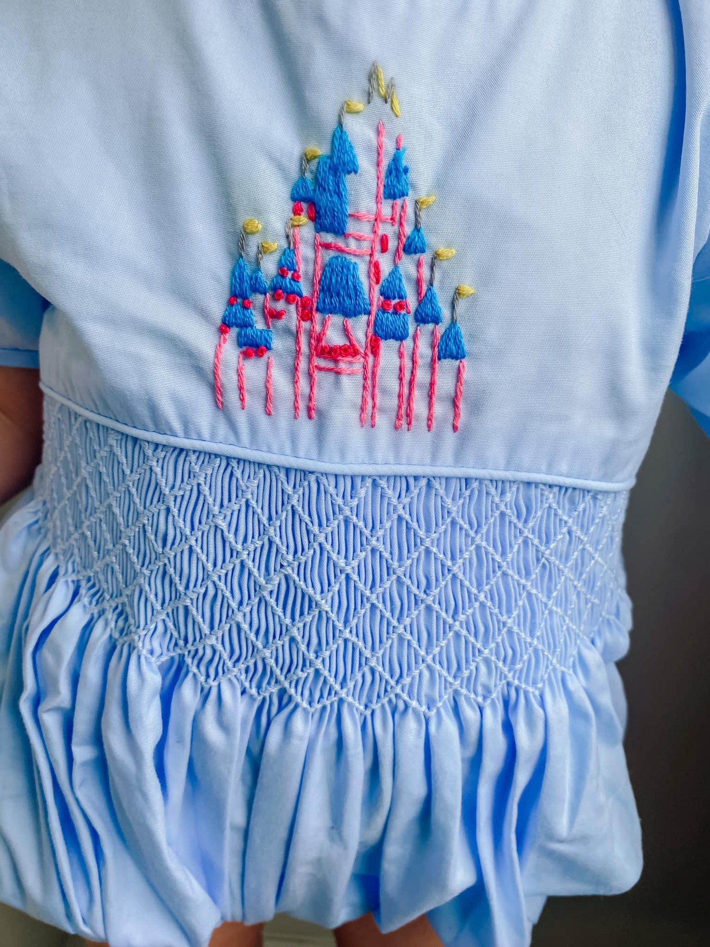 Embroidered Castle on Blue Bubble
