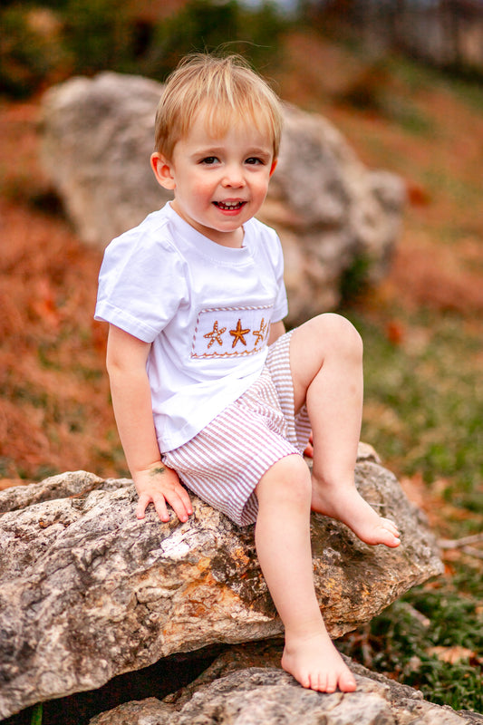 Smocked Starfish Boy Short Set