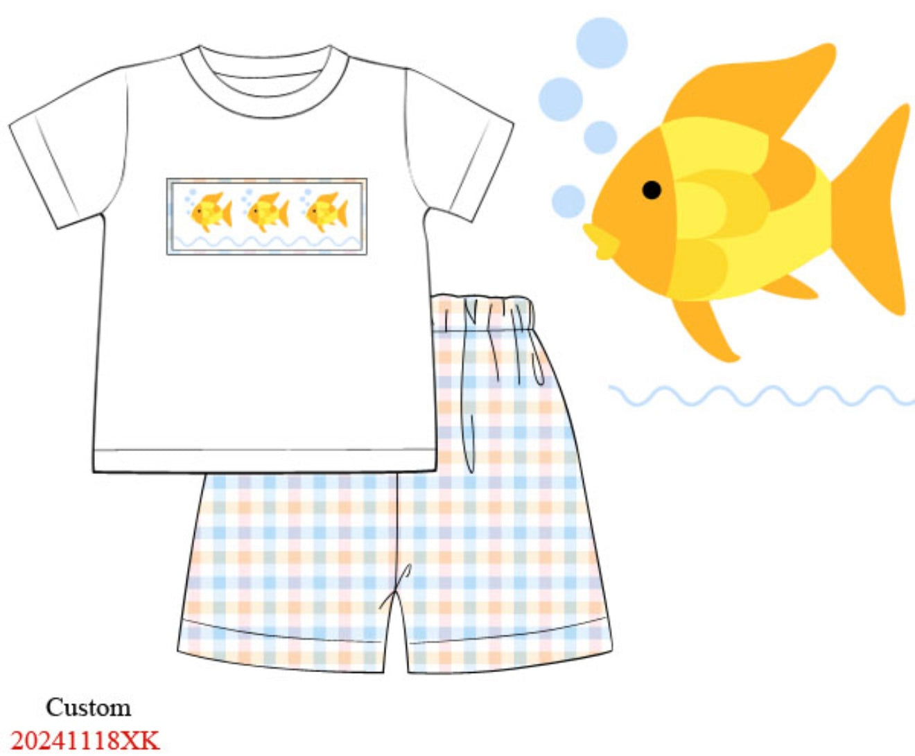 Smocked Fish Boy Short Set