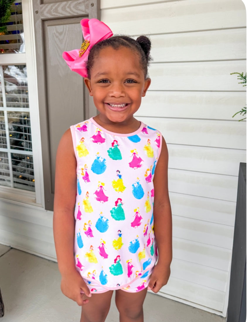 Watercolor Princess Print Short Set