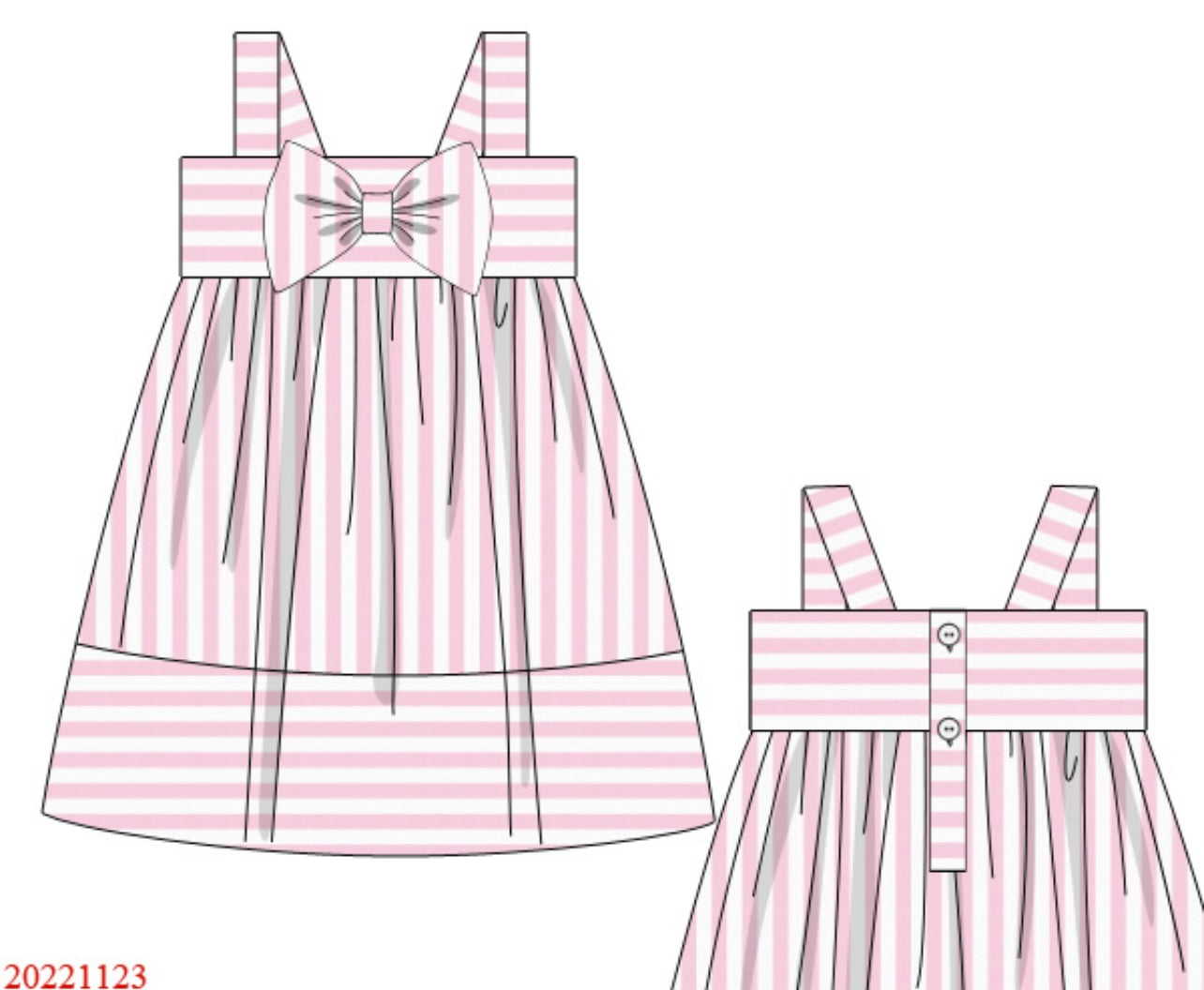 Pink Striped Knit Bow Front Dress