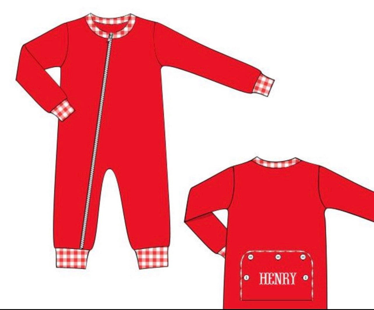 Boy Zip-Up Red Christmas Booty Flap Classic Cozy