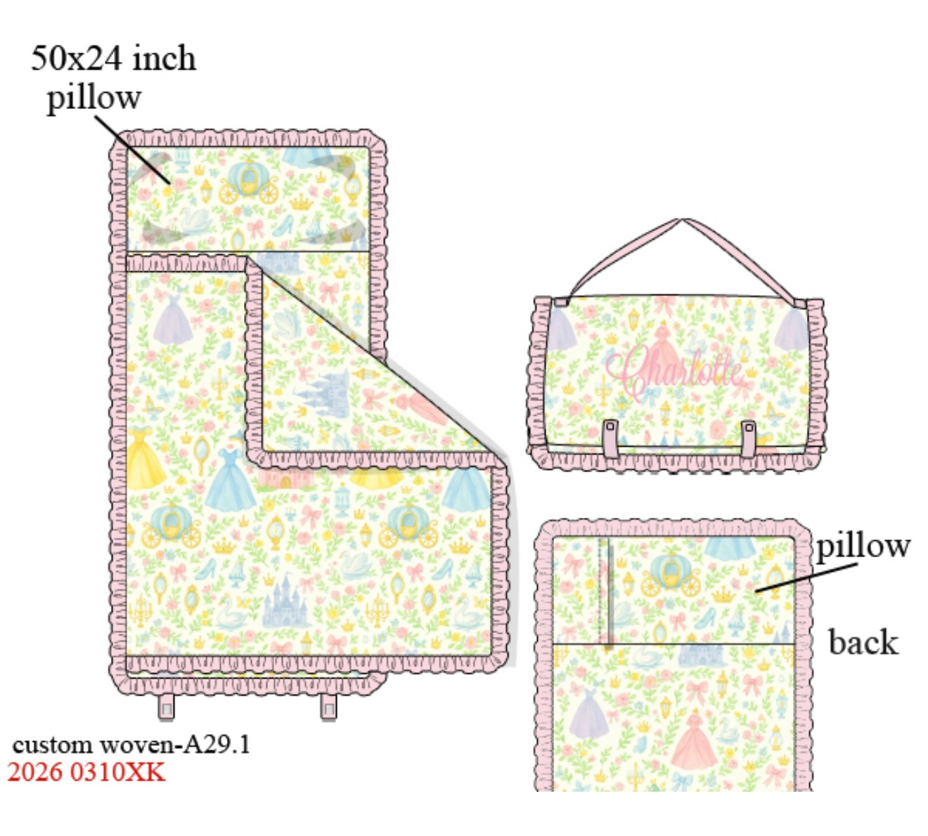 Custom Princess Print Nap Mat