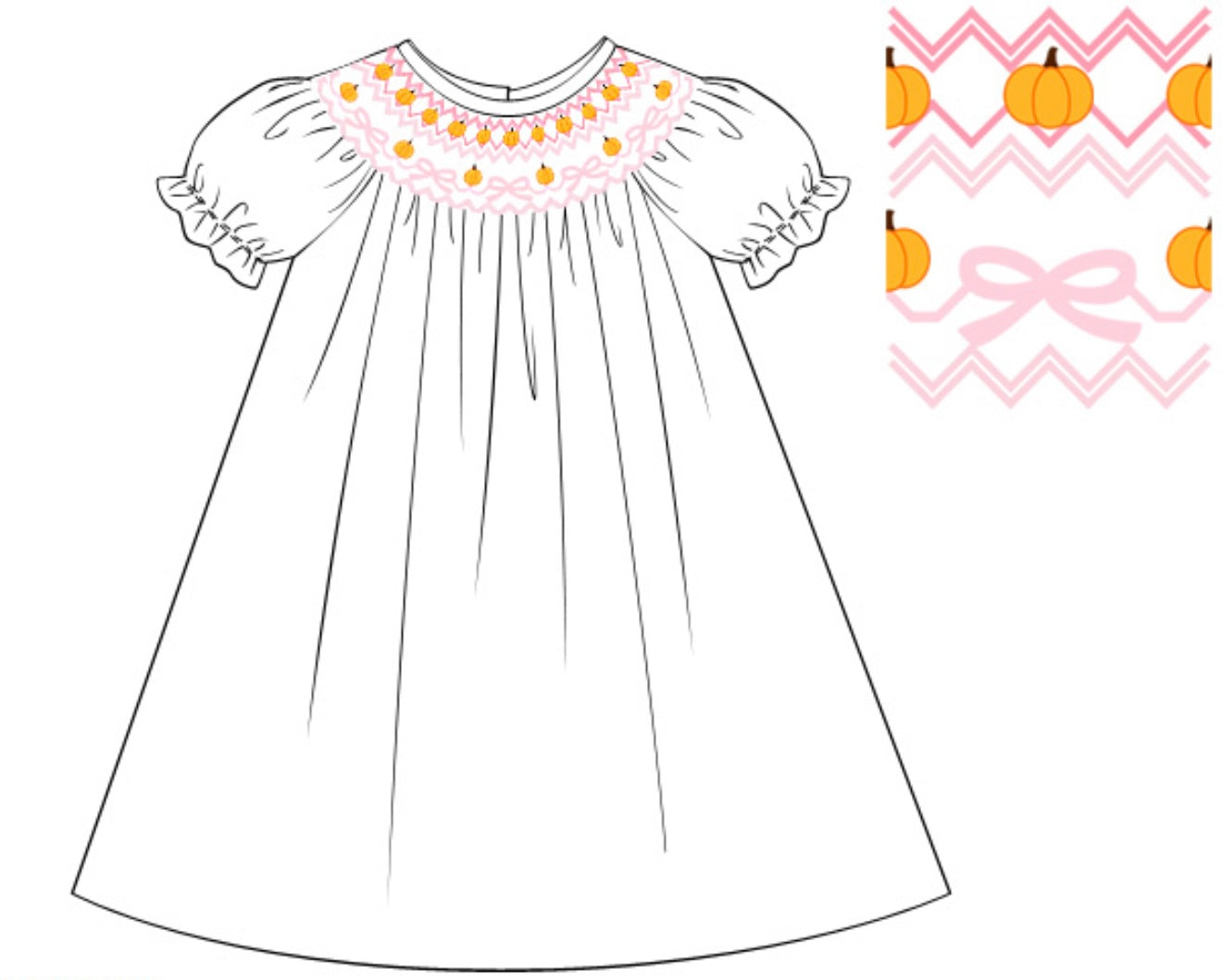 Smocked Pumpkins and Bows Bishop