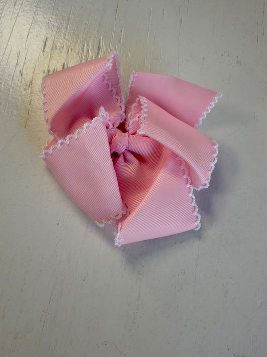 Pink Bow with White Trim 4 1/2”