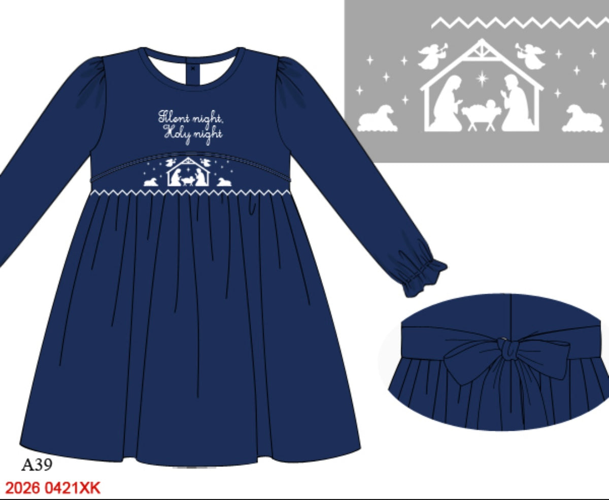 Silent Night Smocked Dress