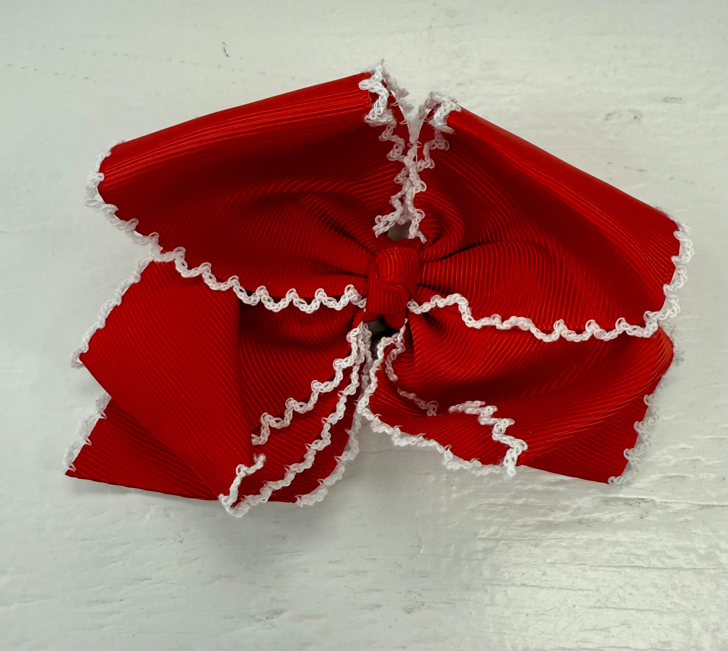 Red Bow with White Trim 4 1/2”