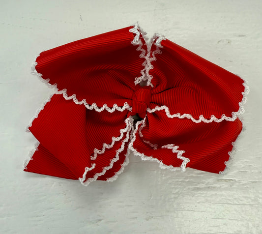 Red Bow with White Trim 4 1/2”