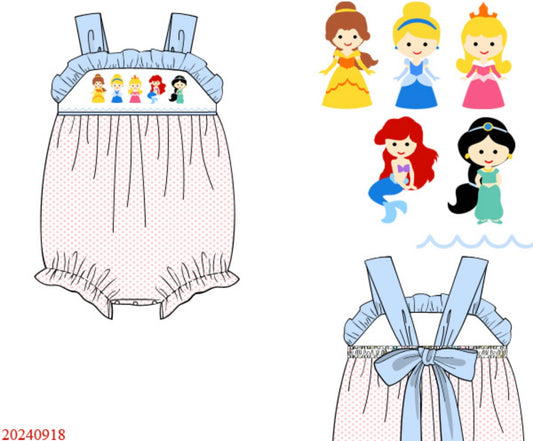 Smocked Princess Bitty Blue Dot Knit Bubble