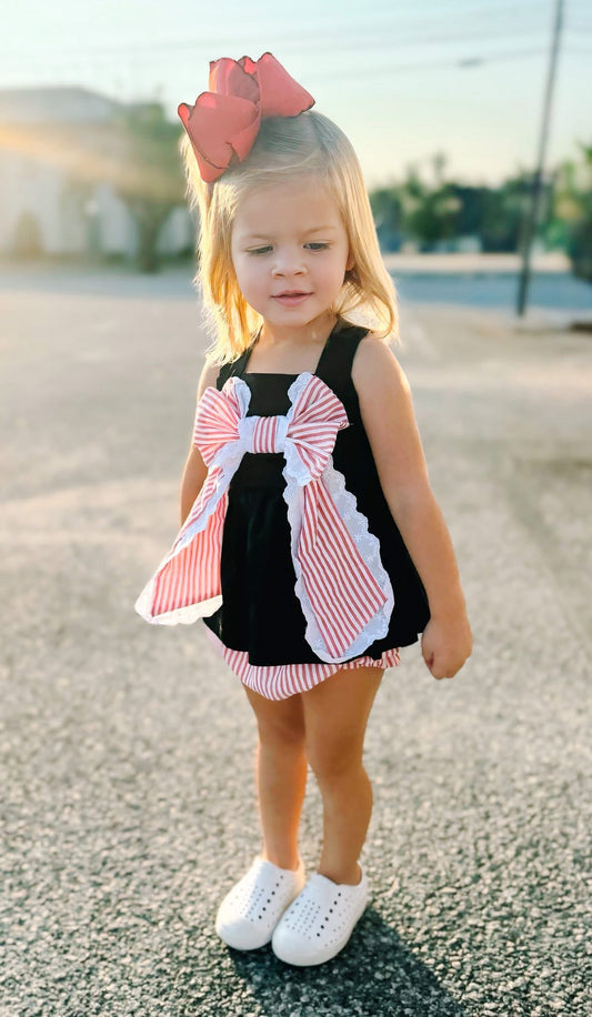 Bows of Fall Red and Black Bloomer Set