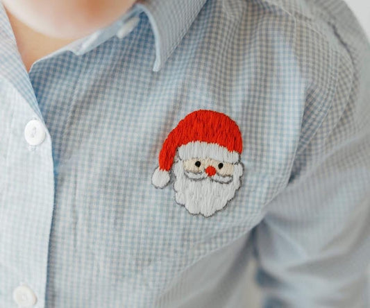 Embroidered Santa Button Down Shirt