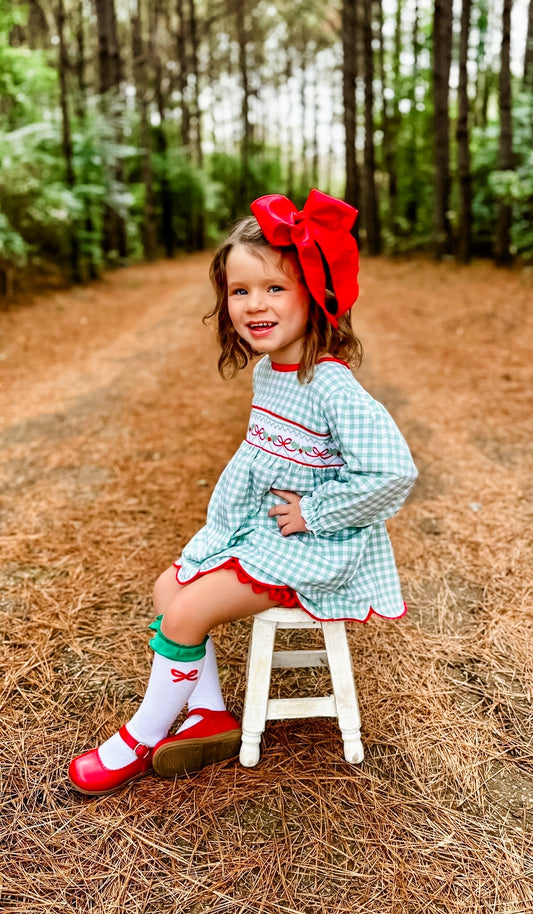 Christmas Bow Knee Socks