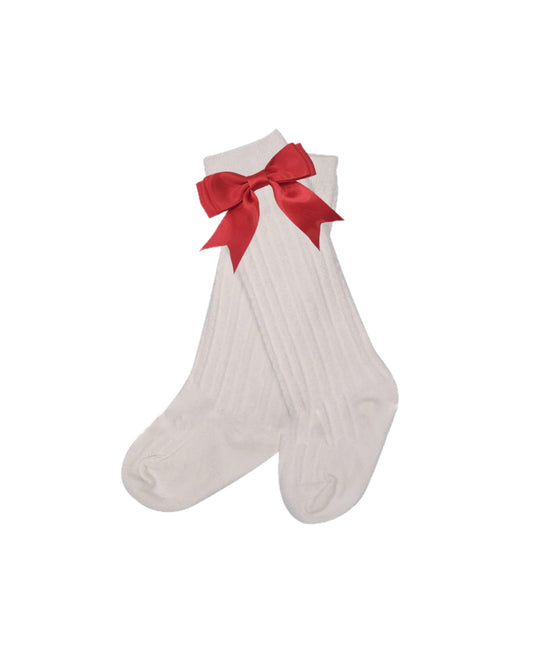 Red Ribbon Knee Socks