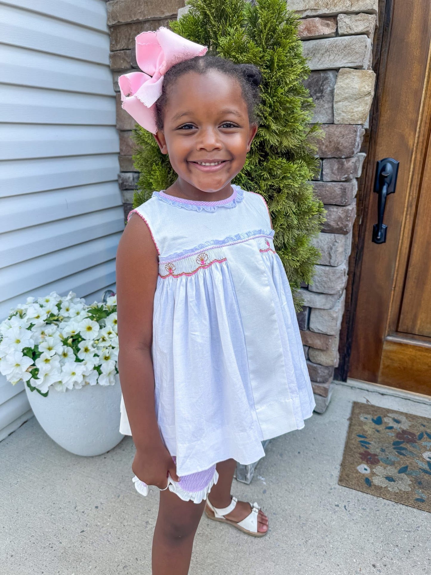 Smocked Shell Girl Short Set