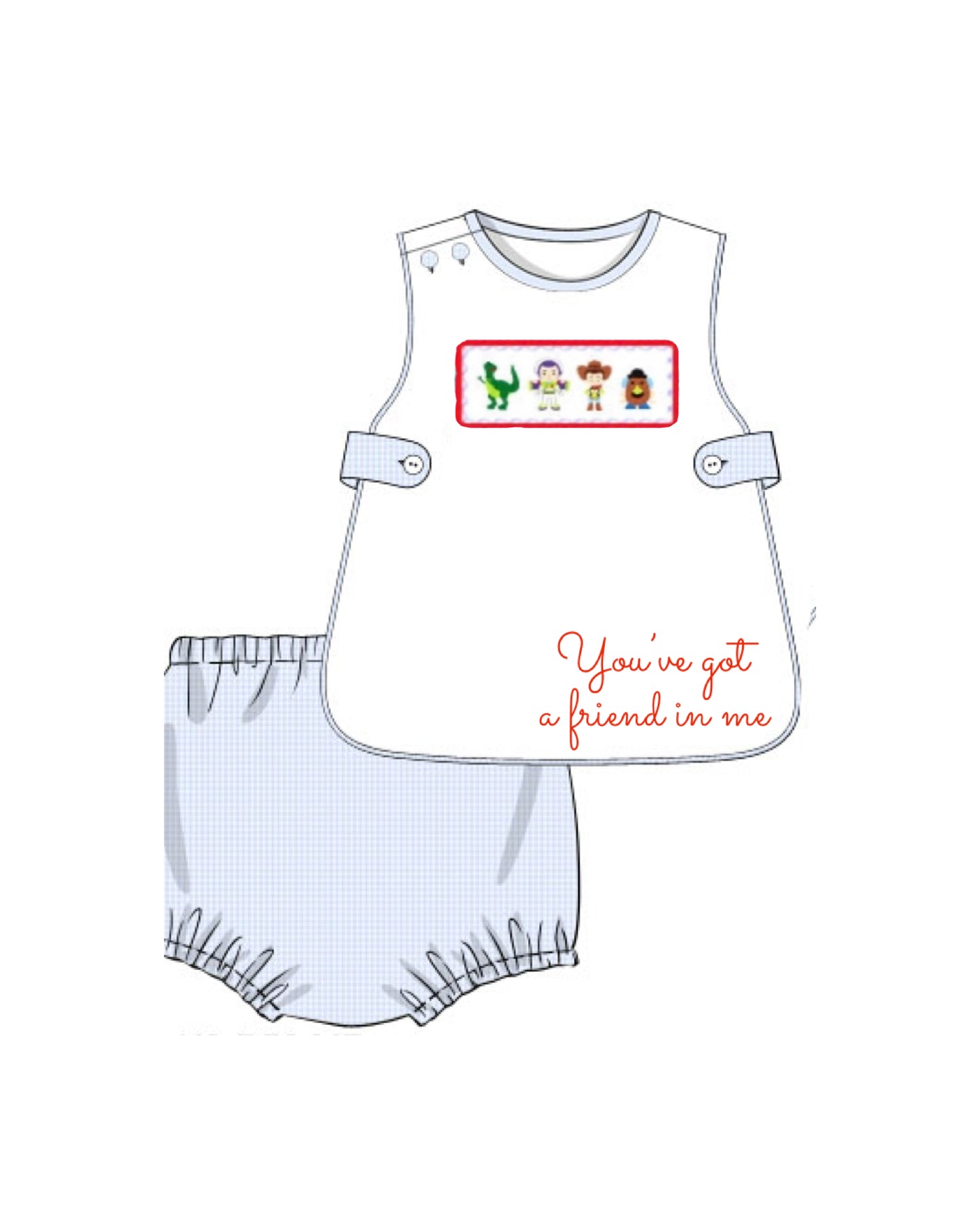 Friend In Me Smocked Diaper Set
