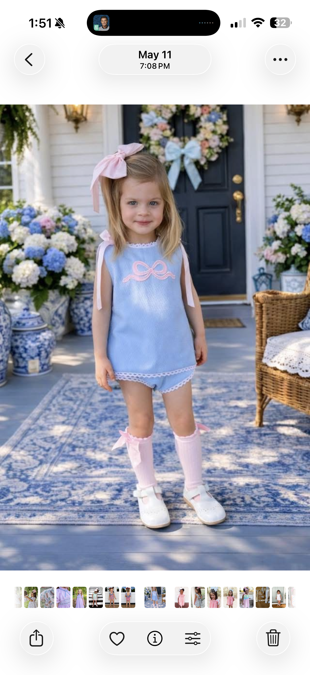 Blue Shoulder Bow with Bow Applique Bloomer Set