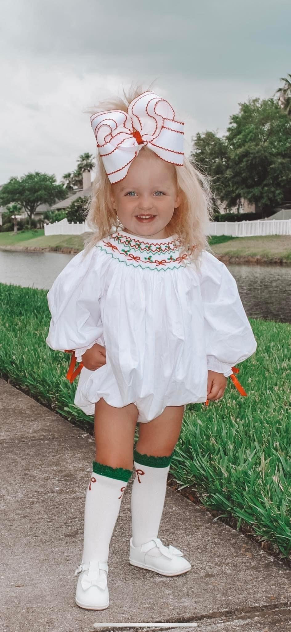 Smocked Christmas Bow Bubble