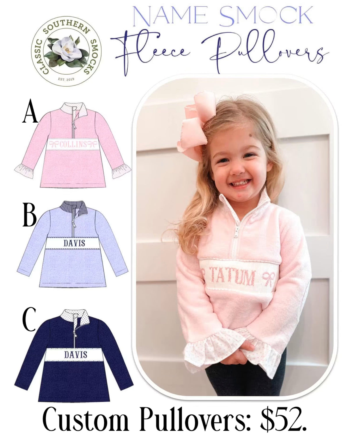 PO93 Name Smock Fleece Pullovers