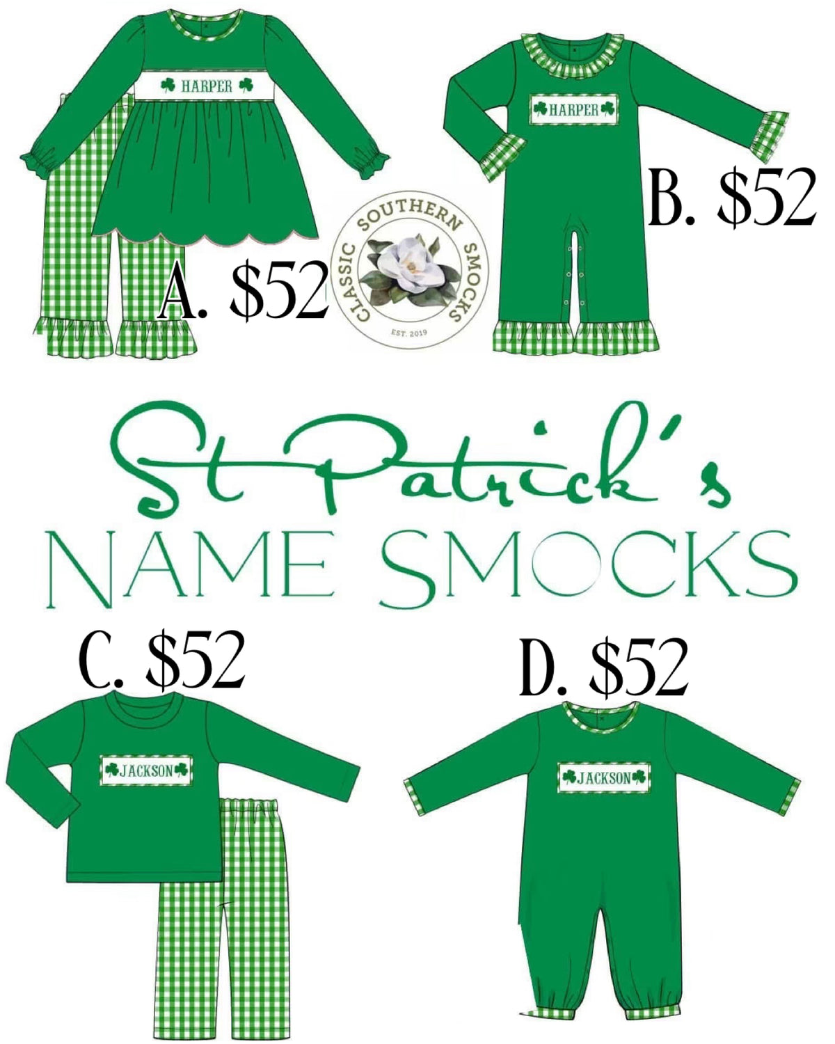 PO93 St. Patrick's Name Smocks