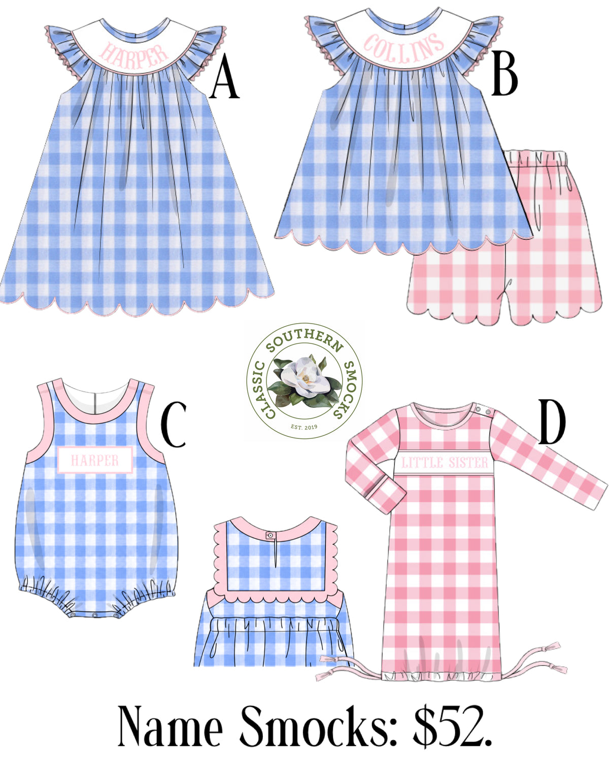 PO94 Girl Name Smock Collection
