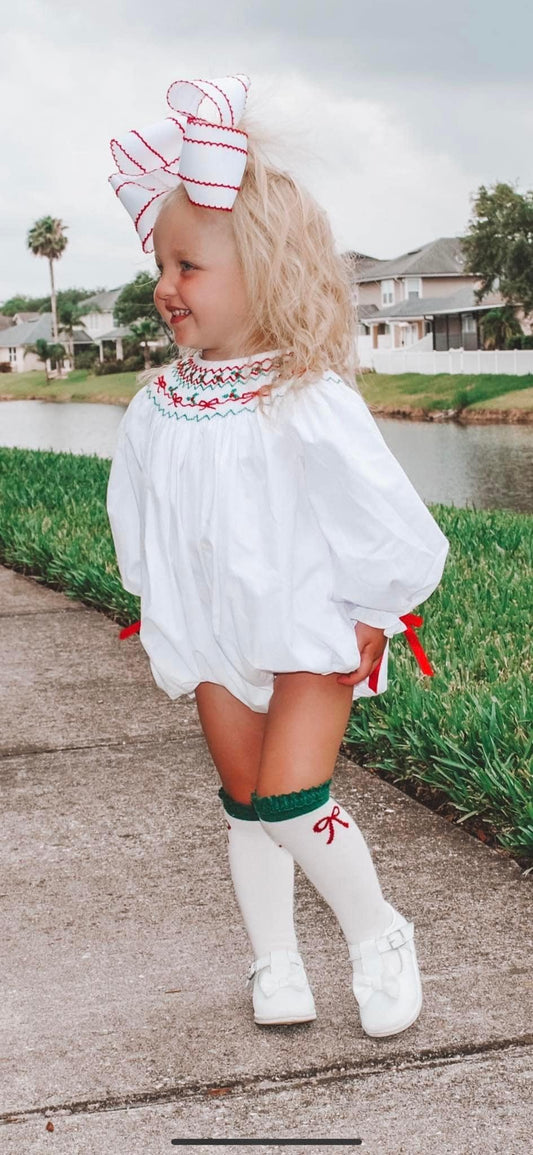 Smocked Christmas Bow Bubble