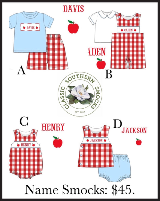 Apple Boy Name Smock Collection