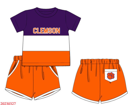 Clemson Colorblock Boy Short Set