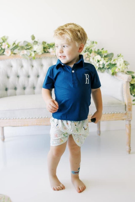 Custom Alphabet Fabric Boy Short Set