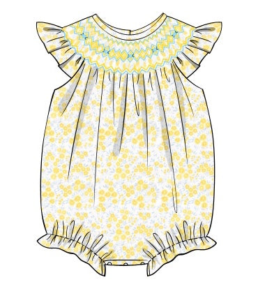 Blue and Yellow Smocked Bubble