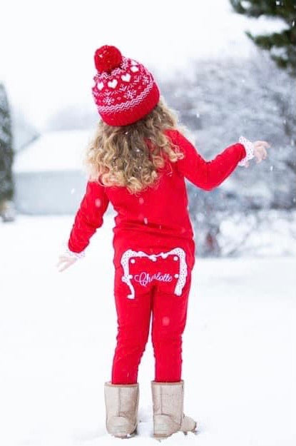 Girl Two Piece Red Christmas Booty Flap Classic Cozy