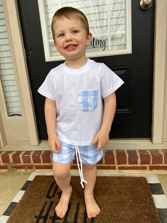 Blue Checked Short Set