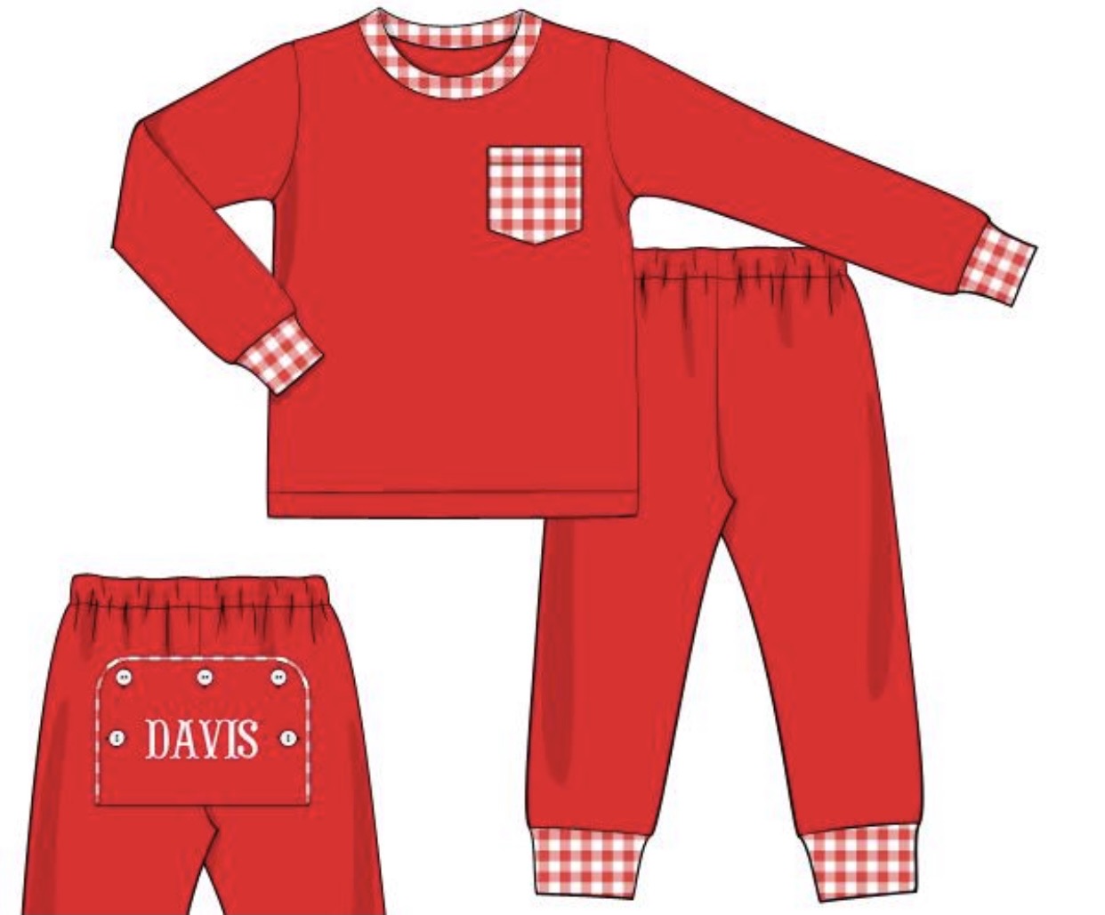 Boy Two Piece Red Christmas Booty Flap Classic Cozy