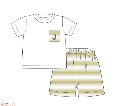 White and Tan Short Set